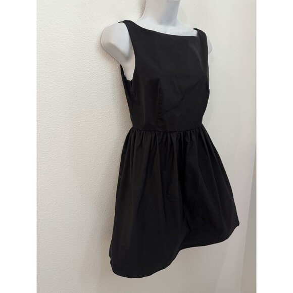 Pearl Georgina Chapman Dress Womens 4 Classic Black Taffeta A Line Sleeveless V - Picture 2 of 7